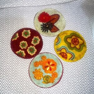 Vintage Round Beaded Floral Coasters India